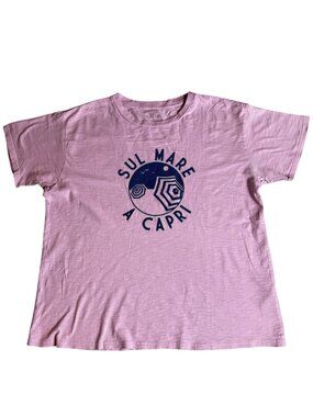 J. Crew “Sul Mare A Capri” Graphic Tee Pink Short Sleeve T-Shirt Size Medium